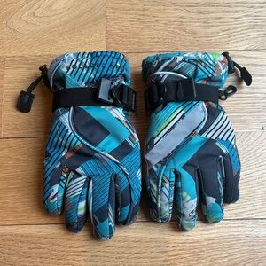 Boulder Gear Kids Teal & Black Patterned Winter Gloves - Size Small